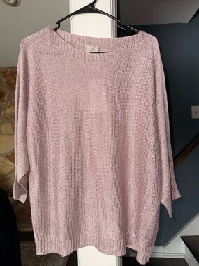 NWT Sioni Blush Pink Lightweight Knit Sweater Women’s Large Dolman Sleeve Top